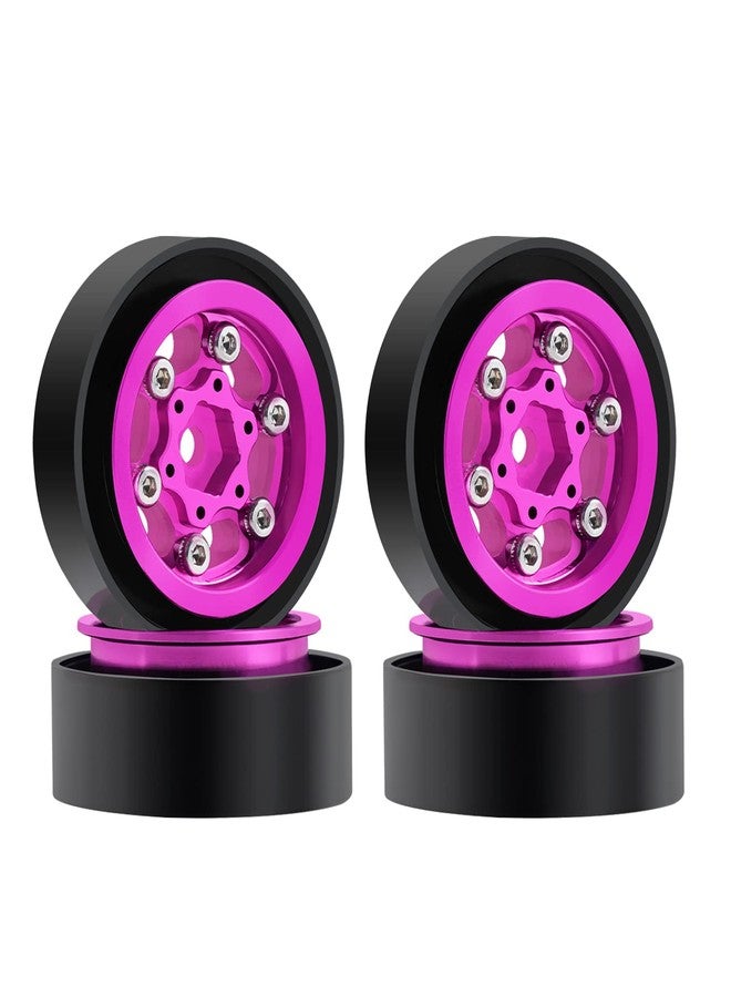 DJX 4PCS Brass 1.0inch Beadlock Wheel Hubs with Brass Rings for 1/18 Traxxas TRX4M Stock Wheel Tire(Pink) - Image 2